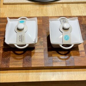 Martha Stewart White Ceramic Mini Casserole Dishes with Lids - Set of 2, 4”W